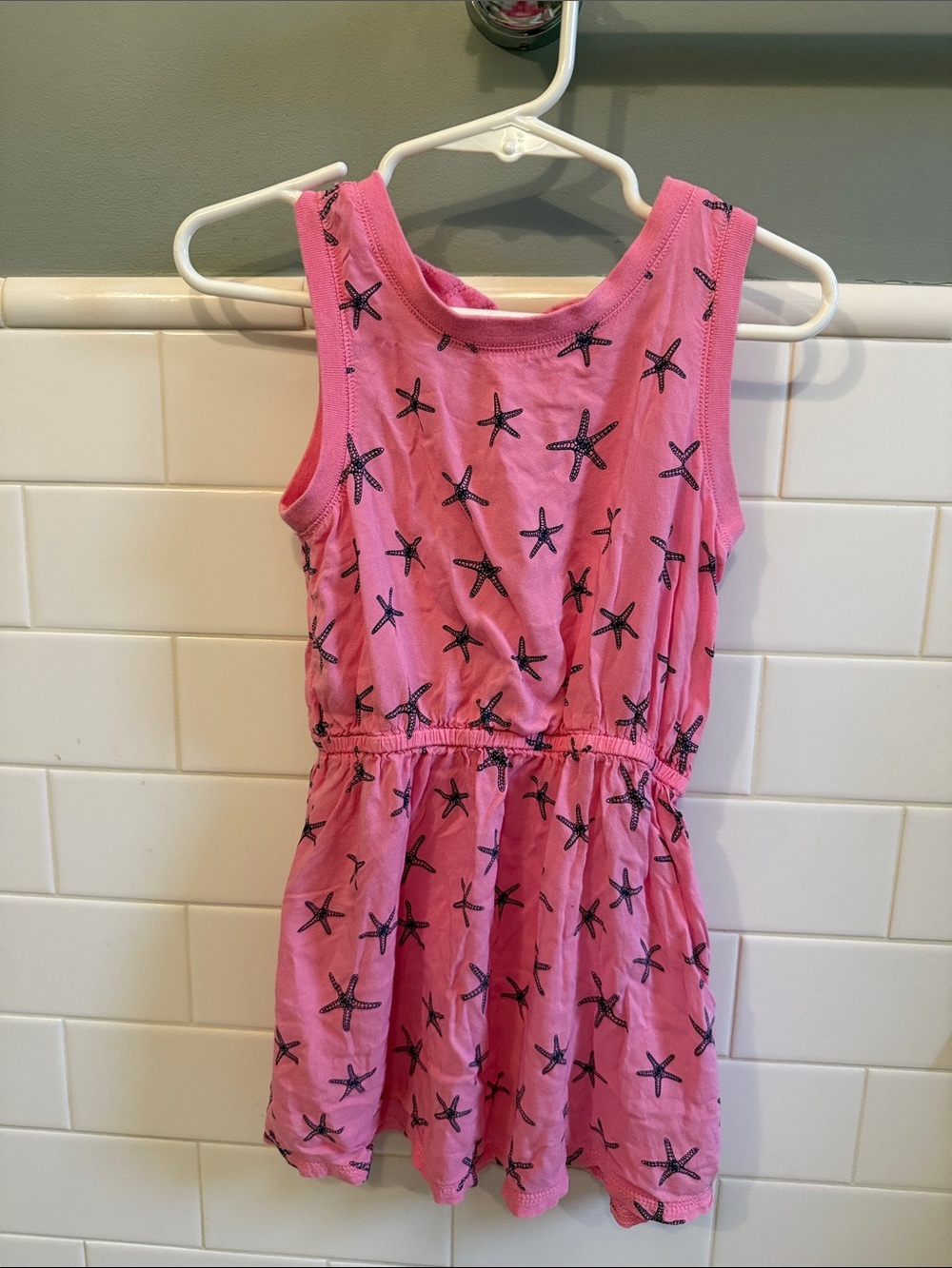 Splendid pink Starfish Print Girls' Sleeveless Dress with back detail